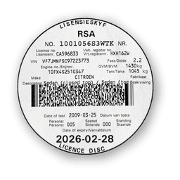 Picture of licence disk